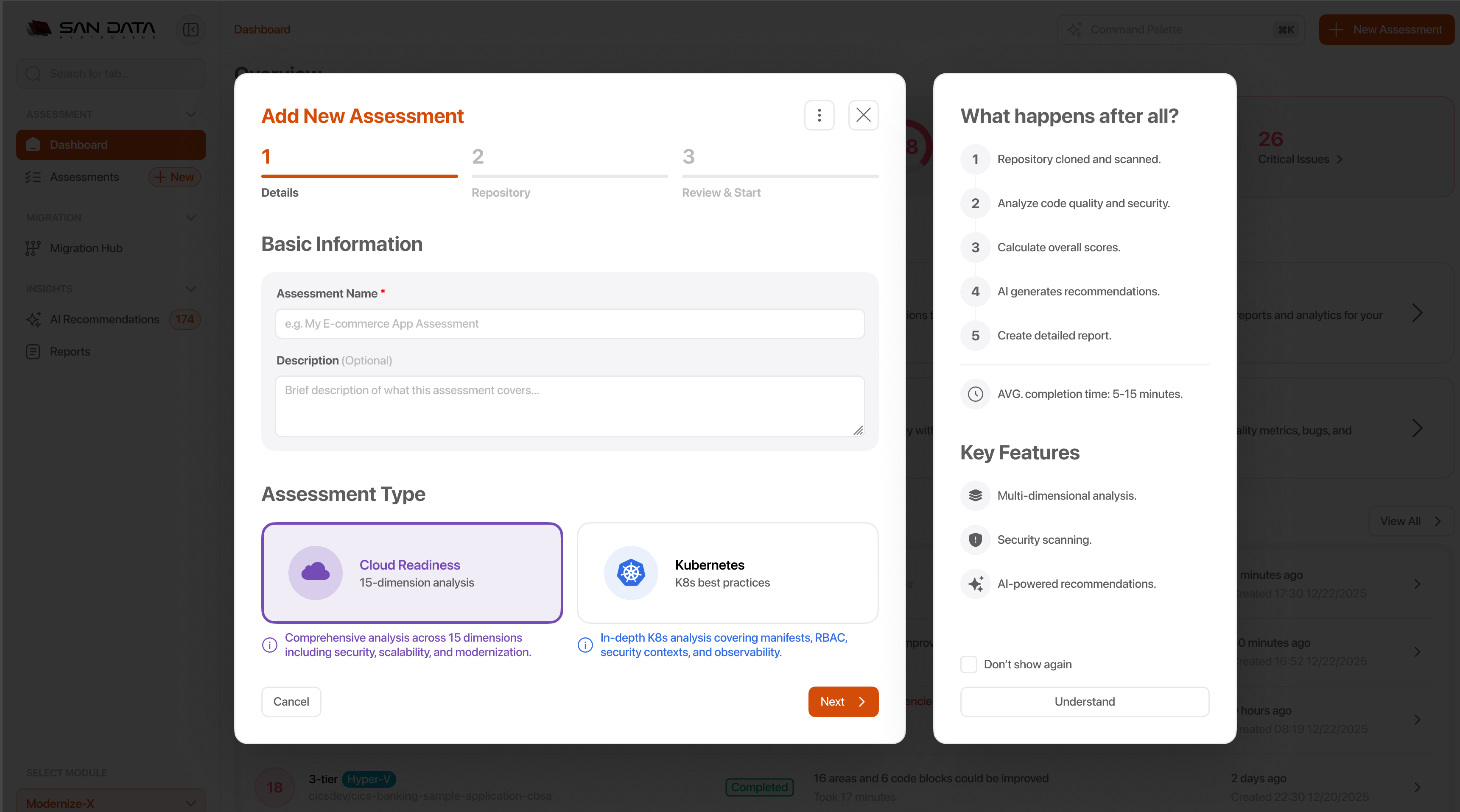 Add New Assessment - Phase 1